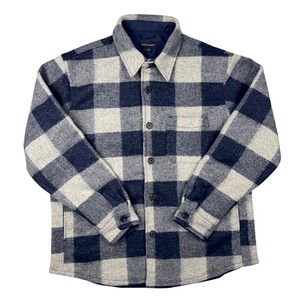 Banana Republic Shirt Jacket Mens L Navy Grey New Buffalo Check Shacket